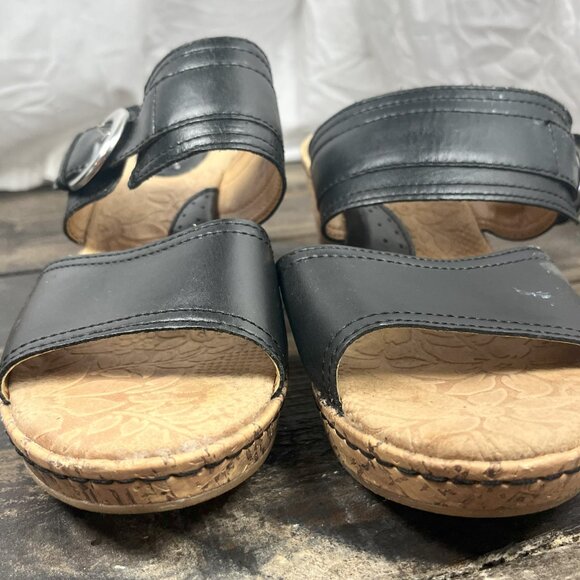 BOC Born Concept Womens Zee Sandal 10M Black Leather Wedge Heel Platform Slide - Picture 5 of 8